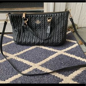 Black leather quilted Coach crossbody
